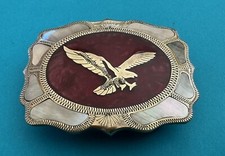 Vintage Premium Smaller Sized Johnson Held Western USA Eagle Inlay Belt Buckle