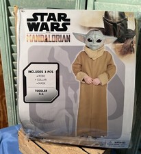 Star Wars The Mandalorian Grogu Toddler 3pc Brown Robe Costume Disney Ages 3-4