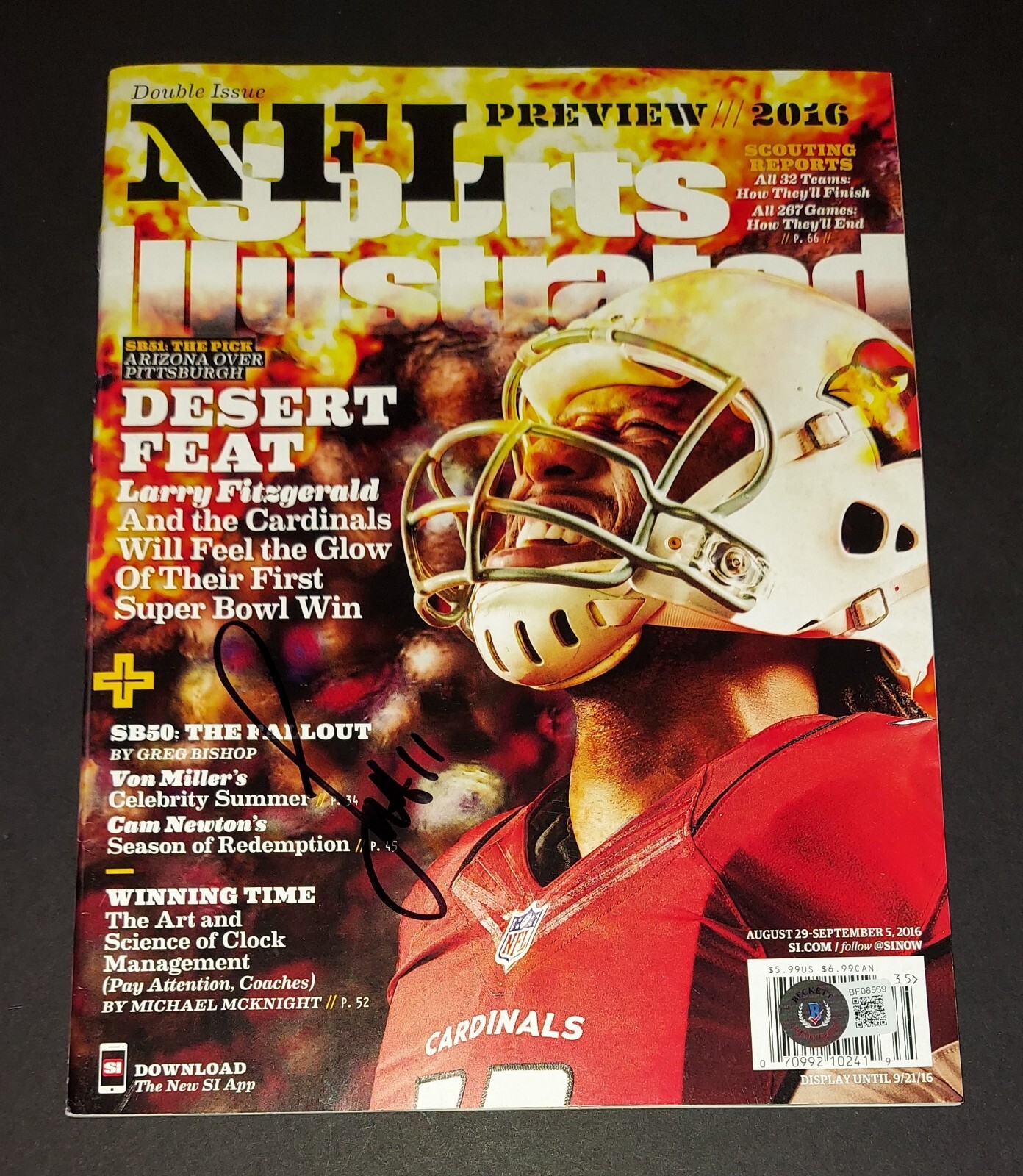 Larry Fitzgerald Autographed Signed Arizona Cardinals Sports Illustrated Beckett COA 