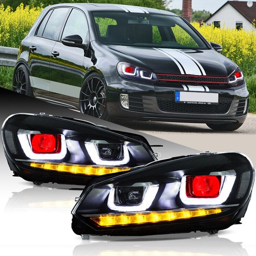 Für 2008–13 VW Golf 6 MK6 LED-Scheinwerfer Dämonen-Kopflampen sequentielles Paar - 第 1/14 張圖片