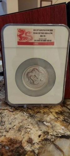 2012P AUSTRALIA - 5oz Silver - Year of the Dragon - NGC MS 70 - FREE SHIPPING
