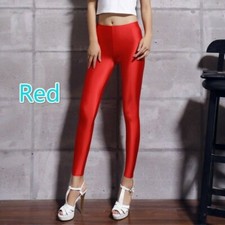 Damen Leggings Skinny Glänzend Bleistift Hosen Stretch Sport Yoga Fitness