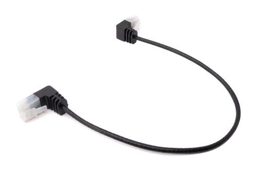 LAN Kabel 25 cm RJ45 8P8C STP Cat6 Stecker zu Stecker Winkel Adapter Schwarz