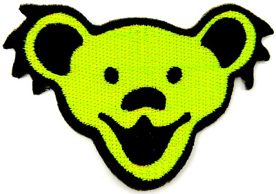 Grateful Dead Bright Green Bear Embroidered Rock Iron on Patch Applique