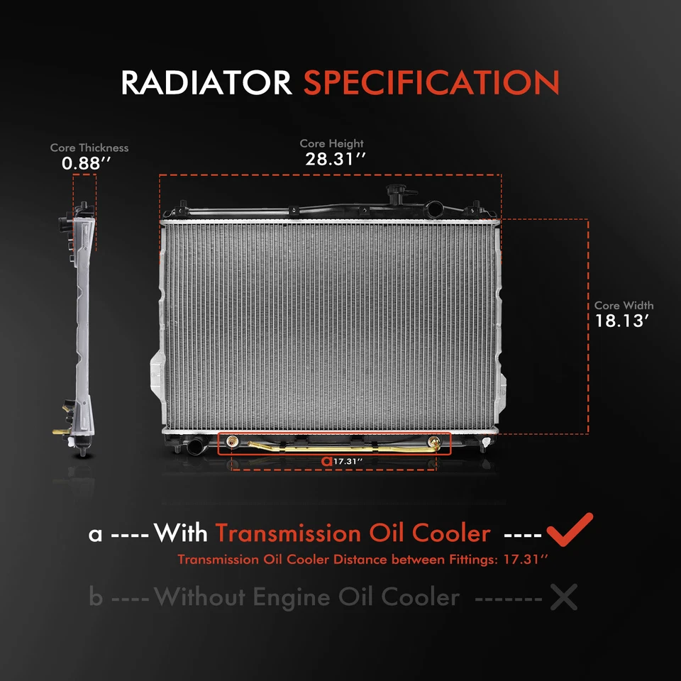 Radiador con enfriador de aceite para Hyundai Veracruz 2007 2008 2009 2010 2011 2012 3,8 L Foto 2 de 4