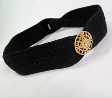 Concho Waist Belt 26 28 Small Black Gold Tone Hardware Vtg 80s Black