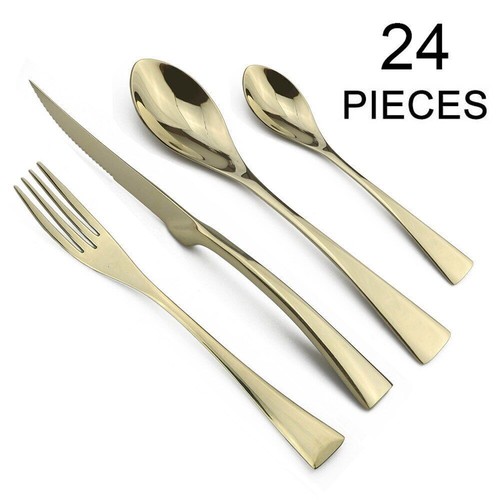 24-Pcs Dinnerware 18/10 Stainless Steel Flatware Set Cutlery Set Food Tableware - Bild 28 von 30