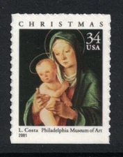 Scott 3536- Madonna & Child (Booklet Issue), Christmas- MNH (S/A) 34c 2001- mint