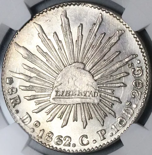 1862/1-Do NGC MS 62 Mexico 8 Reales Durango Mint State Silver Coin (24050701C)
