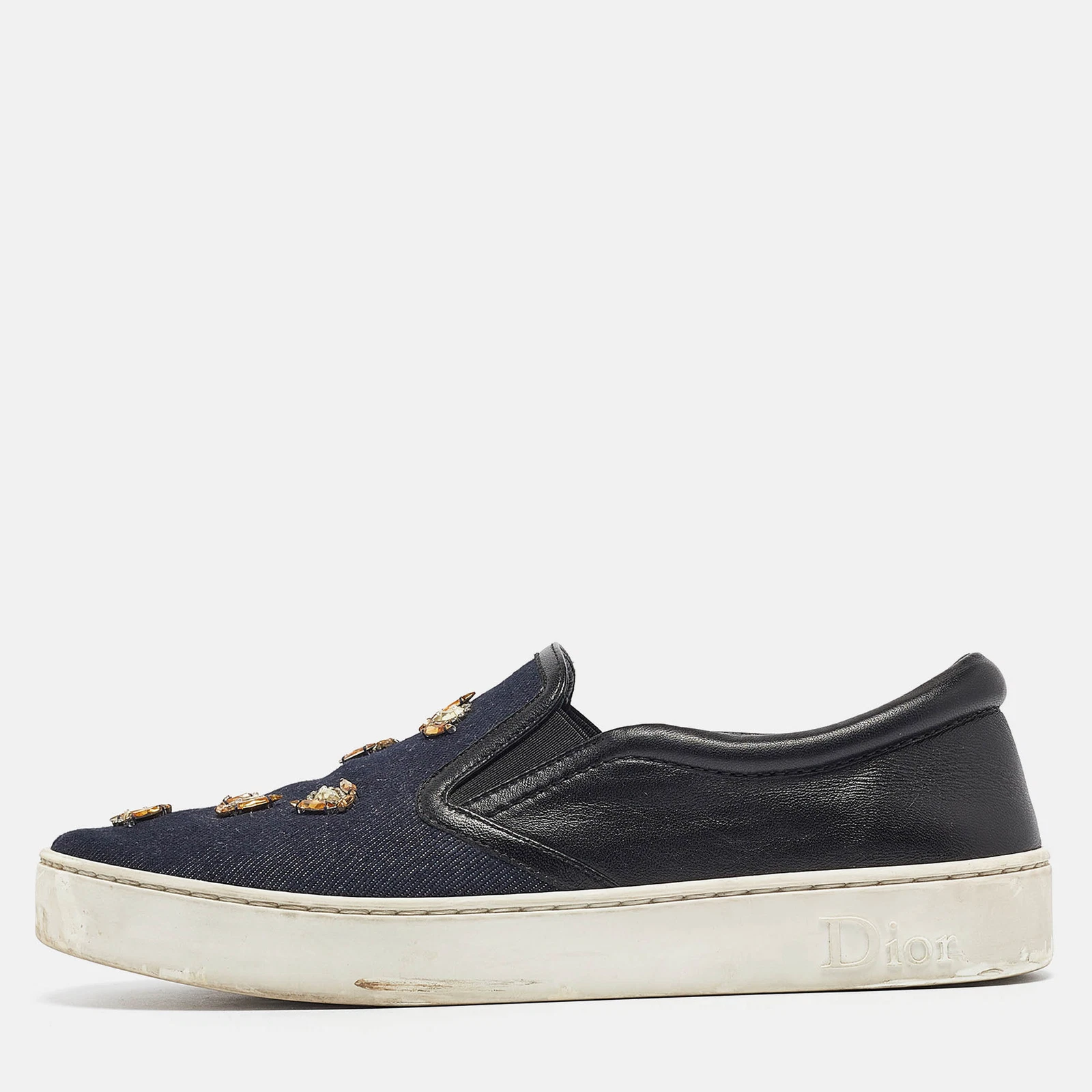 Baskets Dior Navy bleu/noir denim et cuir Dior taille 38,5