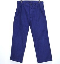 French 1950s Indigo Cotton Twill Buckle Back Work Pants KIDUR W35 Made in France
