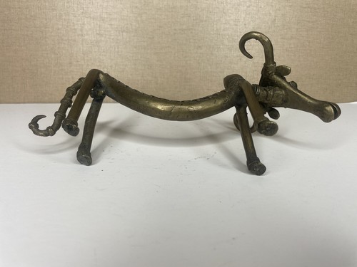Figura tribal de bronce de latón arte popular indio vaca estilo Dhokra Dokra - Imagen 6 de 8