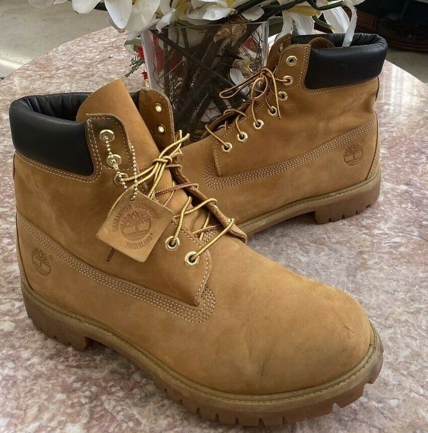 Timberland Men's 6-inch Premium Wheat Nubuck Waterproof Boots Size