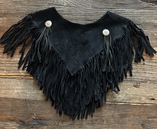 Santa Fe Western Inspired Black Suede Fringe Yoke, 1970s