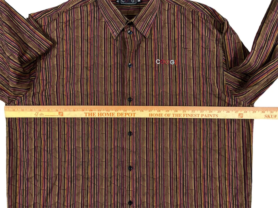 Coogi Men Brown Striped Long Sleeve Button Up Shirt Sz XXXL  - Image 4 of 4