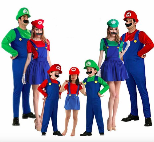 Super Mario Bros Luigi Juegos con disfraces Fiesta Disfraz Adulto Niños Vestido Elegante Conjunto - Imagen 2 de 20