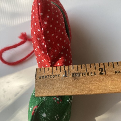 Vintage Christmas CALICO Patchwork Ornaments Set Of 4 Vtg Xmas 70s 80s Hand Made - Picture 9 of 12
