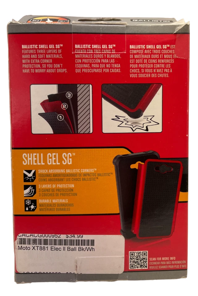 Funda Gel Carcasa Balística para Motorola Electrify 2 XT881, Negro/Blanco Foto 2 de 4