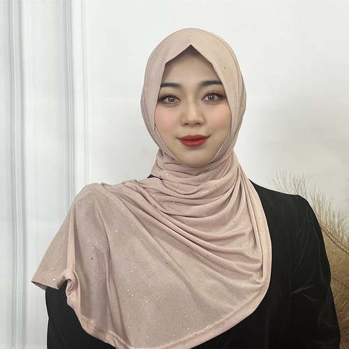 Muslim Women Glitter Turban Hijab Instant Hat Ready to Scarf Wrap Shawl Headwear - Picture 21 of 74