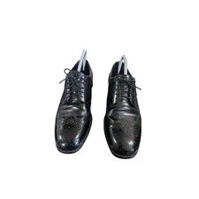 Black Leather Wingtip Brogue Dress Shoes Men's Lace Up Oxford Style