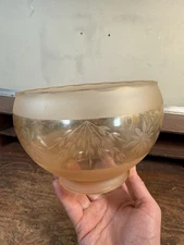 Vintage Shade Wheel Cut Glass Kerosene Oil Lamp Shade Part Lipped Fitter