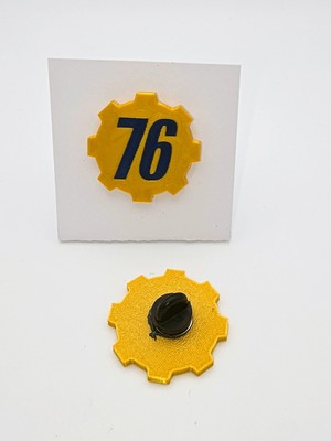 Fallout 76 Logo 3D Print Pin Badge Gift Brand Vault Dweller Gamer Fan UK Made