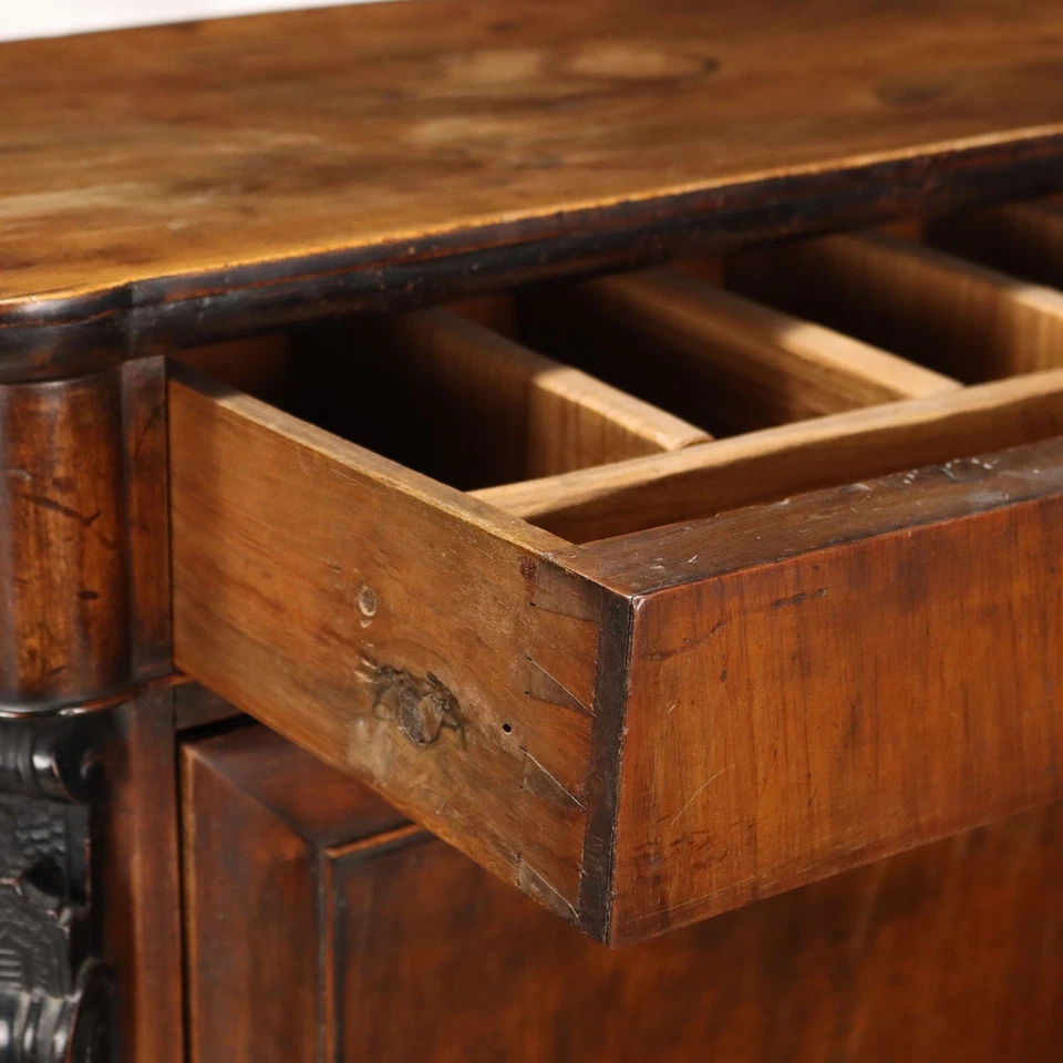Buffet Louis Philippe Ancien Noyer Tiroir Italie du XIXe Siècle Original - Photo 4/4