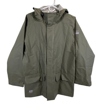 Small Helly Hansen HH Jacket Rain Waterproof Workwear PVC Hood Pockets