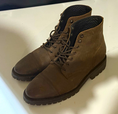 Thursday Men s Brown Leather Work Ankle Boots Lace-Up Round Toe Rubber 9