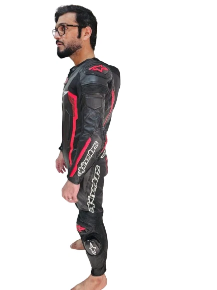 Suite de seguridad para motociclista Kangroo real de 1 pieza para hombre | Traje de cuero hecho por el cliente Foto 3 de 4