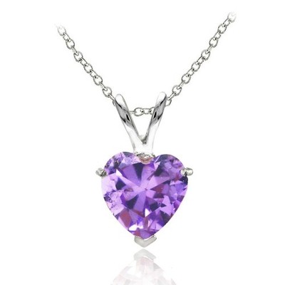 Ice Gems Sterling Silver Simulated Amethyst 7mm Heart Pendant Necklace