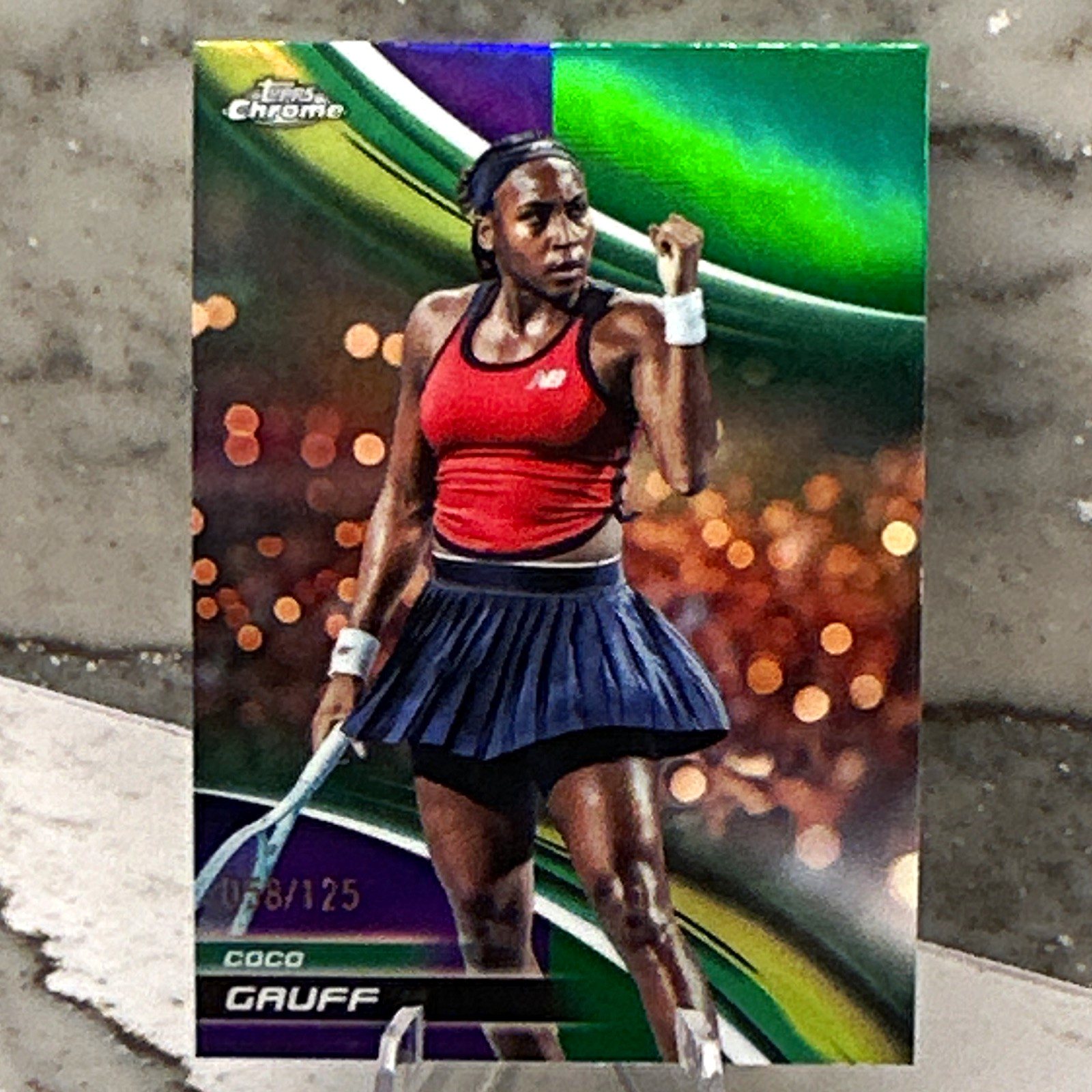 2025 Topps Chrome Coco Gauff Tennis Card #200 Purple & Green Refractor /125