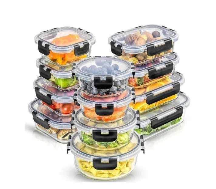 Skroam 12 Pack Glass Food Storage Containers with Lids, Meal Prep, Pantry Kit