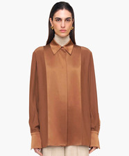 JOSEPH 100% Silk Satin Brown Blouse Long Slee...