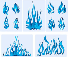 5 Sheets Flame Stencil Airbrush Flame Fire Stencil Fire Reusable Templates Paint