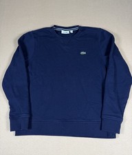 Lacoste Sport Crew Neck Sweatshirt Croc Logo Navy Blue Cotton Mens Medium