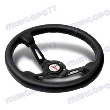 Universal 350mm Racing Steering Wheel Microfiber Leather With White Horn Button