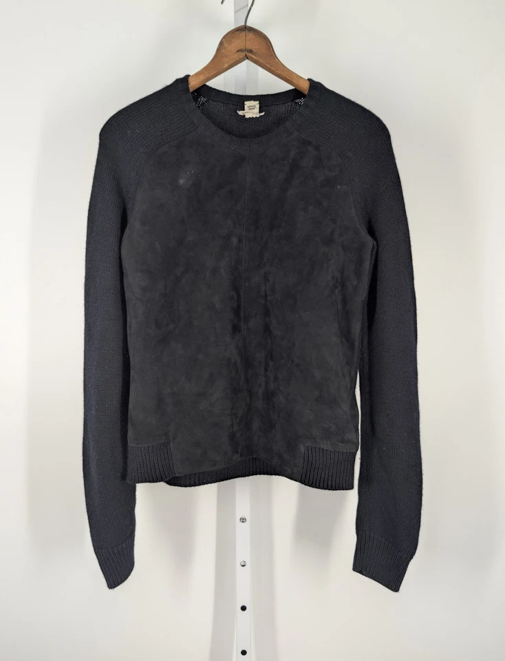 Suéter Hermes Margiela Era Y2K Anos 90 Passarela Cashmere Seda Couro de Cabra Camurça Corpo - Imagem 2 de 4