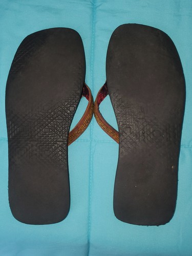 Vintage Handmade African Leather Sandals Tire Sole Beaded Flip Flops 40 - Picture 13 of 15