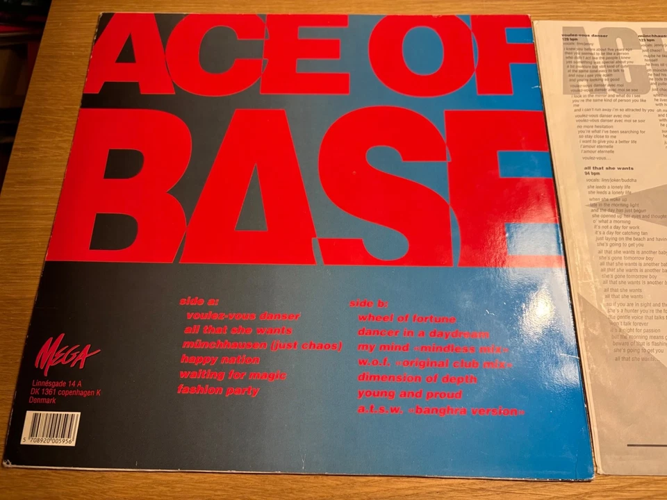 Ace of Base “Happy Nation” 1992 13 track 12” vinyl LP Mega Records Denmark rare - Image 4 of 4