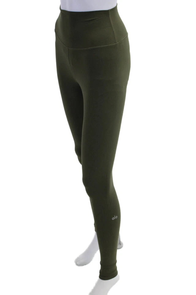 Alo Women Ankle Jegging Green Nylon Army Size 2XS - Image 2 of 4