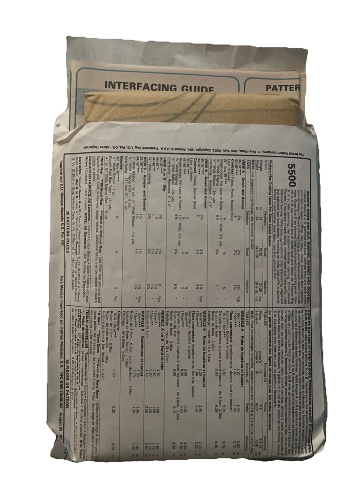 5500 McCalls Sewing Pattern Infants Christening Gown Slip Bonnet Bootees Babies - Image 2 of 2