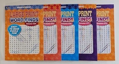 5 New Large Print Word-Finds Puzzle Books Kappa Games Vol #454-478 ~ Search,Hunt