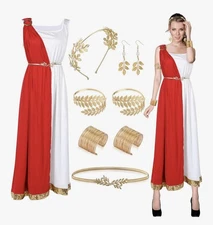 Jiuguva 8 Pcs Halloween Roman Empress Costume Set Brand New XL