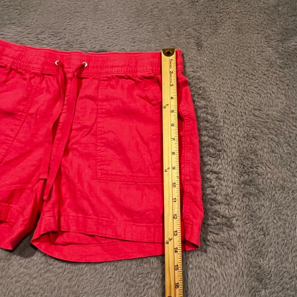 Nautica Linen Blend Drawstring Elastic Waist Chino Shorts Women's M Magenta Pink - Image 3 of 4