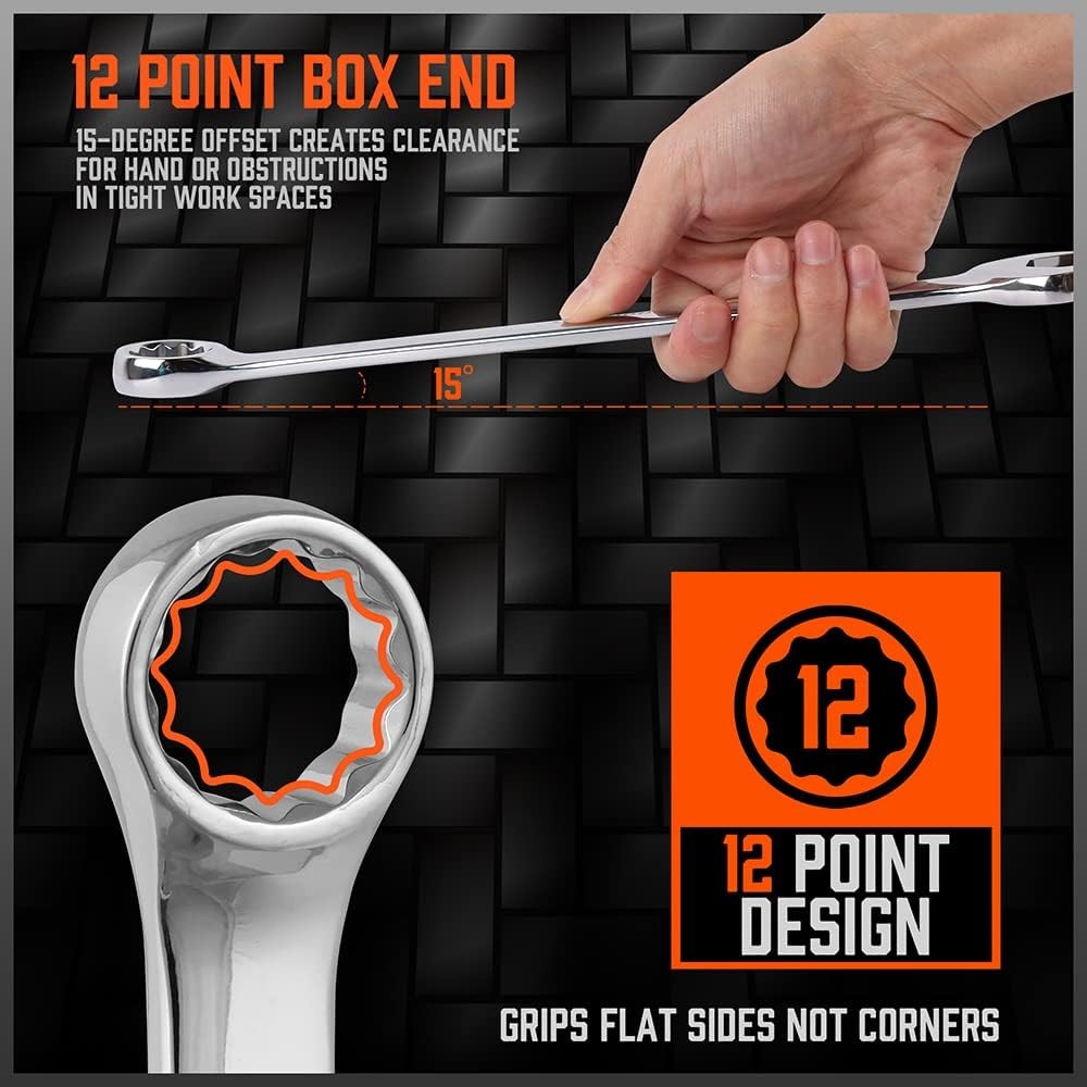 HORUSDY 32-Piece Combination Wrench Set, SAE and Metric, 1/4"-1" & 7mm-22mm