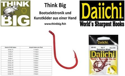  Daiichi D16Z Octopus Wide Naturköderhaken Red Finish, Meereshaken Hochseehaken 