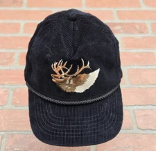 Vintage Elk Hat Corduroy Rope Cap Youngan Headwear Black Made in Korea...