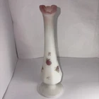 Fenton Romantic Country "Berries & Blossoms" On 8" Bud Vase & Porcelain Flower