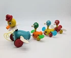 Vintage 1956 Fisher-Price Gabby Goofies Duck Family Wooden Pull Toy